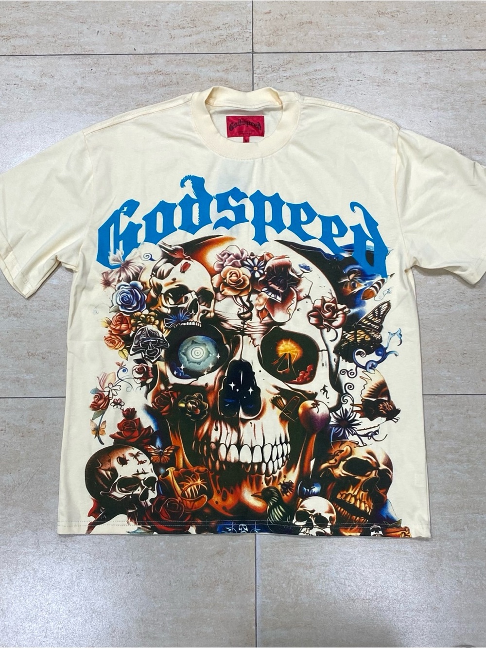 Godspeed Cream Graphic Skull Short Sleeve Tee
